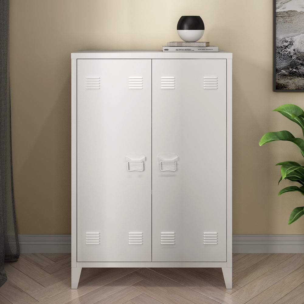 Casier de bureau métallique Oripää à 2 portes 110 x 75 x 33 cm blanc [en.casa]
