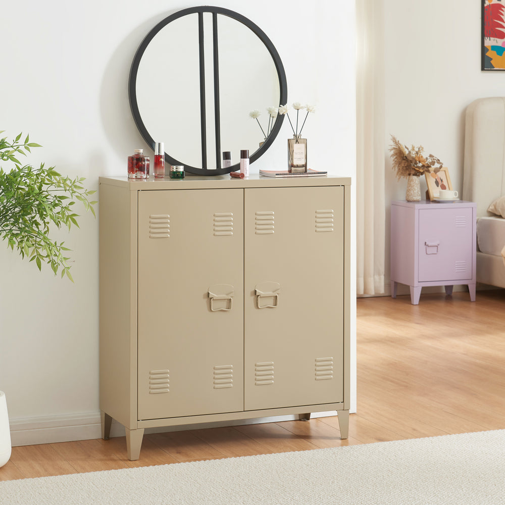 Armadietto da Ufficio Oripää in Acciaio 90 x 80 x 33 cm color Cammello opaco [en.casa]