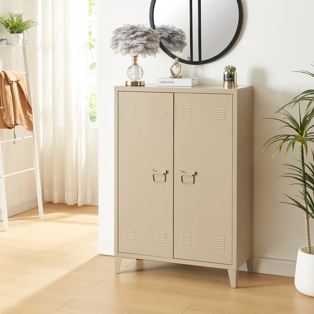 Armadietto da Ufficio Oripää in Acciaio 110 x 75 x 33 cm color Cammello [en.casa] 