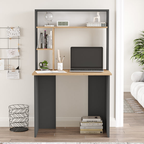 Schreibtisch Tópisa mit Regal 149x90x52 cm [en.casa]