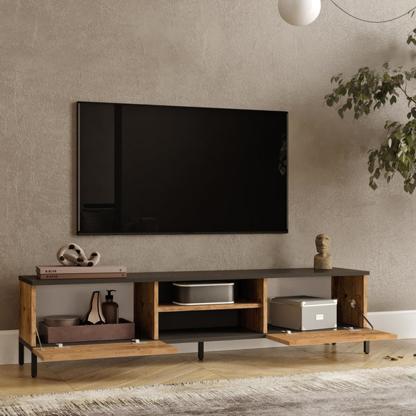 Meuble TV Lempäälä à 2 portes 39 x 160 x 35 cm [en.casa]