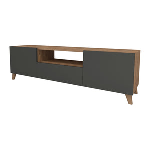 Meuble TV Torsby à portes avec espace de rangement 140 x 30 x 46 cm [en.casa]