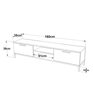 Meuble TV Lempäälä à 2 portes 39 x 160 x 35 cm [en.casa]