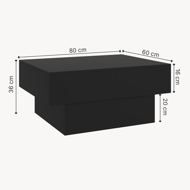 Croquis coté Table basse extensible Lens 80 x 60 x 36 cm [en.casa] 