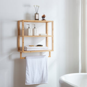 Scaffale da bagno Östra con portasciugamani in bambù [en.casa] - premiumXL