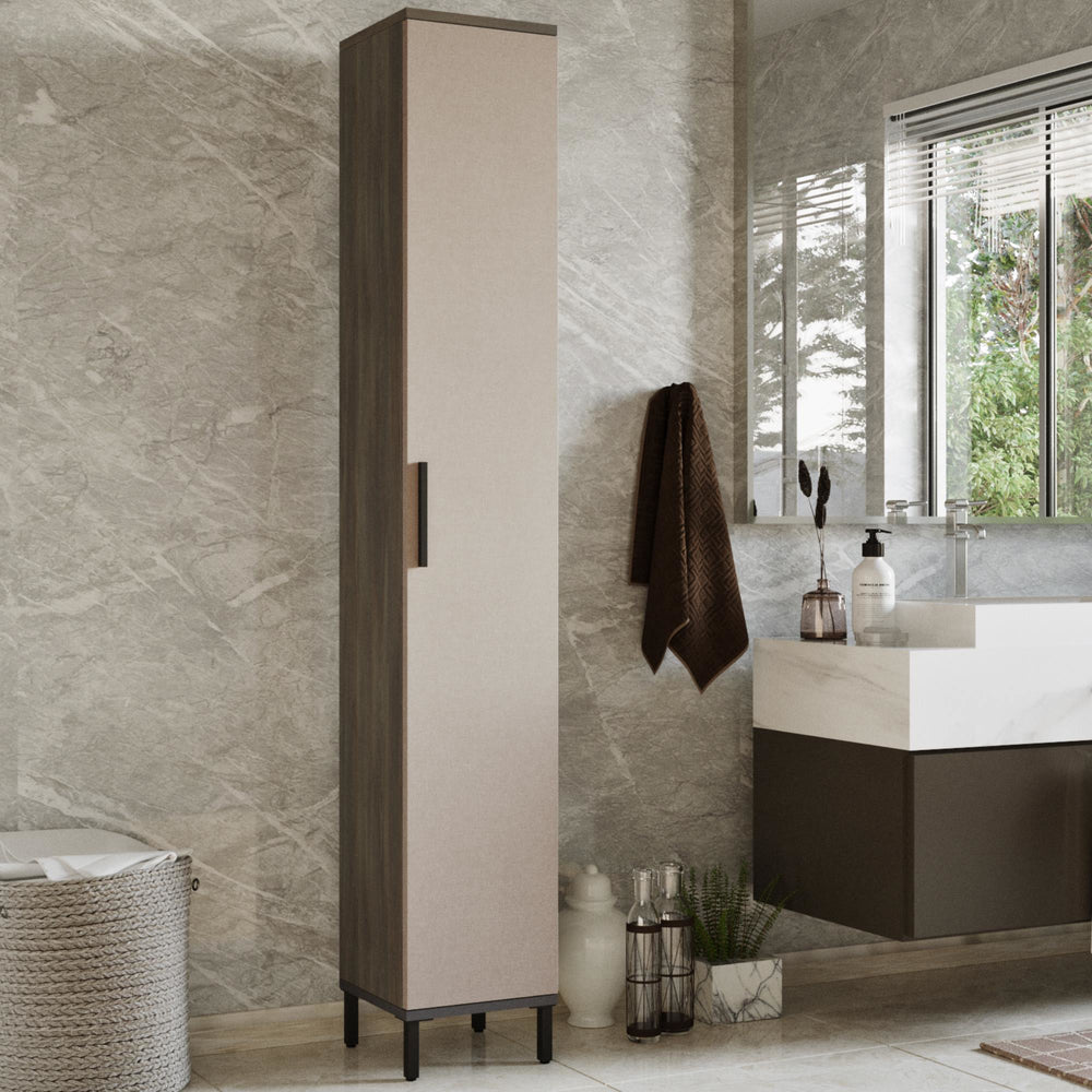 Armoire haute Lieto avec 6 compartiments de rangement 183,5 x 29,5 x 29,5 cm chêne gris [en.casa] - premiumXL