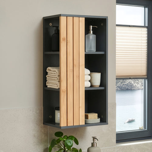 Armoire murale Svanes 60x30x20 cm Gris foncé/Nature [en.casa]