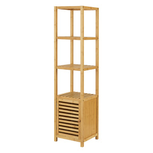 Scaffale in bambù Liminka scaffale da bagno con anta 140x34x33cm [en.casa] - premiumXL