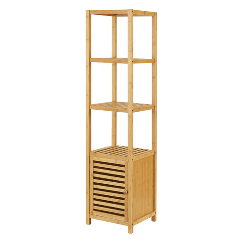 Scaffale in bambù Liminka scaffale da bagno con anta 140x34x33cm [en.casa] - premiumXL