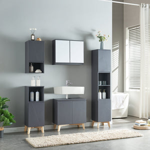 Set di mobili da bagno 5 pezzi Overath Grigio [en.casa] - premiumXL