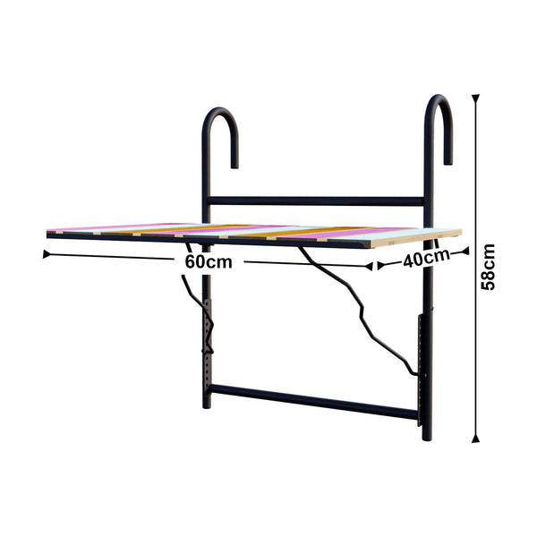 Tavolino da Ringhiera Petäjävesi Tavolino Appeso da Balcone Piano Regolabile - Vari Colori [en.casa]