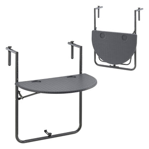 Table suspendue de balcon Cicala 84x60x64 cm demi-ronde acier gris foncé [en.casa] - premiumXL