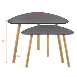 Set da 2 Tavolini da Salotto in Altezze Diverse 2 Tavolini Impilabili con Gambe in Bambú Tavolini Bassi da caffè Salvaspazio