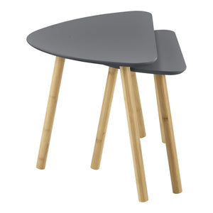 Set da 2 Tavolini da Salotto in Altezze Diverse 2 Tavolini Impilabili con Gambe in Bambú Tavolini Bassi da caffè Salvaspazio