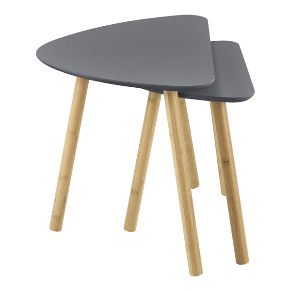 Set da 2 Tavolini da Salotto in Altezze Diverse 2 Tavolini Impilabili con Gambe in Bambú Tavolini Bassi da caffè Salvaspazio
