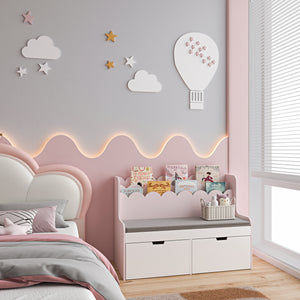 Panca per bambini con scaffale Vestnes 100x45x70 cm Cotton Candy/Bianco [en.casa] - premiumXL