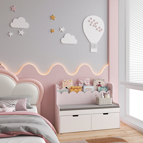 Panca per bambini con scaffale Vestnes 100x45x70 cm Cotton Candy/Bianco [en.casa] - premiumXL