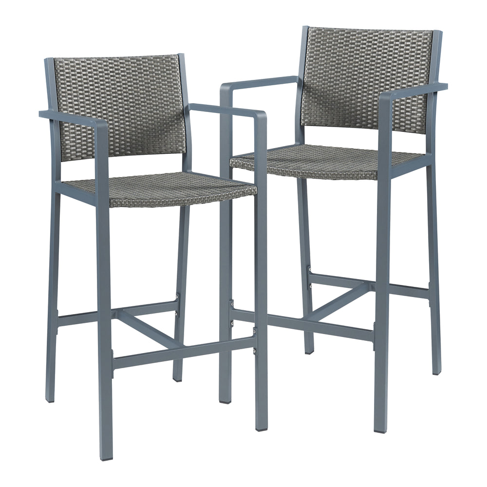 Outdoor - Lot de 2 tabourets de bar Avise aluminium gris foncé [casa.pro] - premiumXL