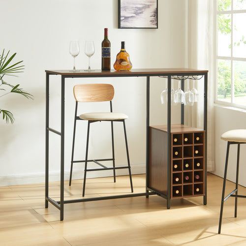 Tavolo bar Trøndelag 120x40x105 cm con portabottiglie per 15 bottiglie [en.casa] - premiumXL