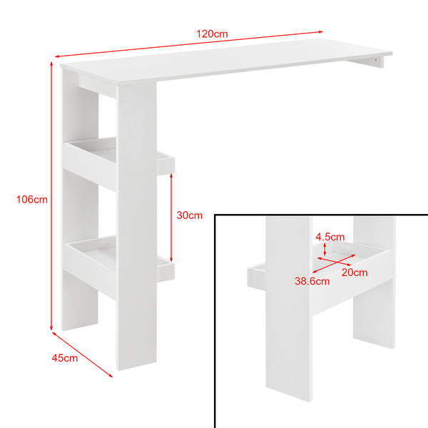 Bartisch Bromölla 120x45x106 cm versch. Farben en.casa