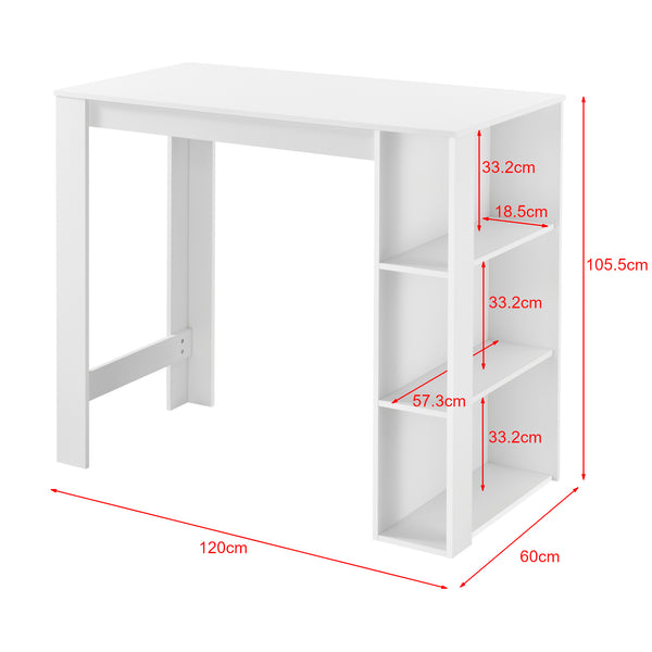 Bartisch Danderyd 120x60x106 cm mit 3 Ablagefächern [en.casa]