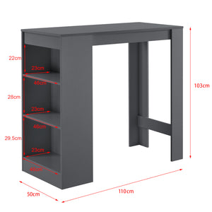 Bancone Tavolo Alto da Bar Kouvola con 3 Scomparti Aperti 110x50x103 cm - Vari Colori [en.casa]