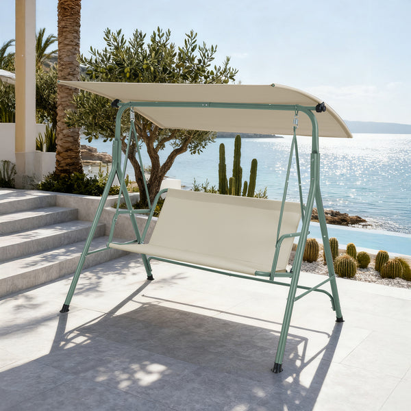 Dondolo da Giardino Satten a 3 Posti con Tettuccio Parasole 173x119x153 cm [en.casa]