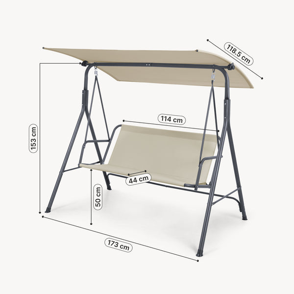 Dondolo da Giardino Satten a 3 Posti con Tettuccio Parasole 173x119x153 cm [en.casa]