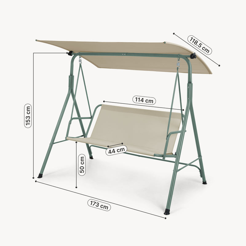 Schizzo in scala Dondolo da Giardino Satten a 3 Posti con Tettuccio Parasole 173x119x153 cm [en.casa]