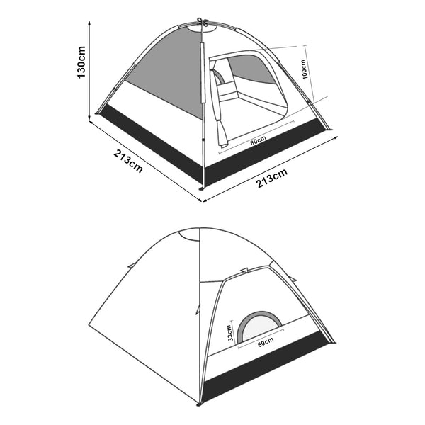 Tenda da Campeggio Bergeijk per 2-3 Persone 213 x 213 x 130 cm - Vari Colori pro.tec