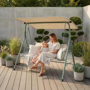 Dondolo da Giardino Satten a 3 Posti con Tettuccio Parasole 173x119x153 cm [en.casa]