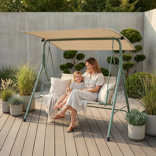 Dondolo da Giardino Satten a 3 Posti con Tettuccio Parasole 173x119x153 cm [en.casa]