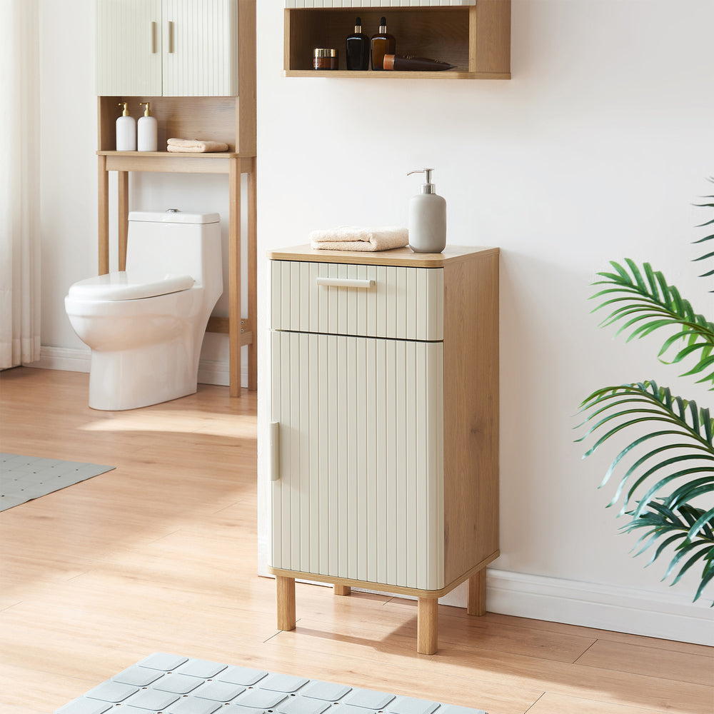 Armoire de salle de bain Ferrersp 80 x 40 x 35 cm effet chêne / couleur sable [en.casa] 
