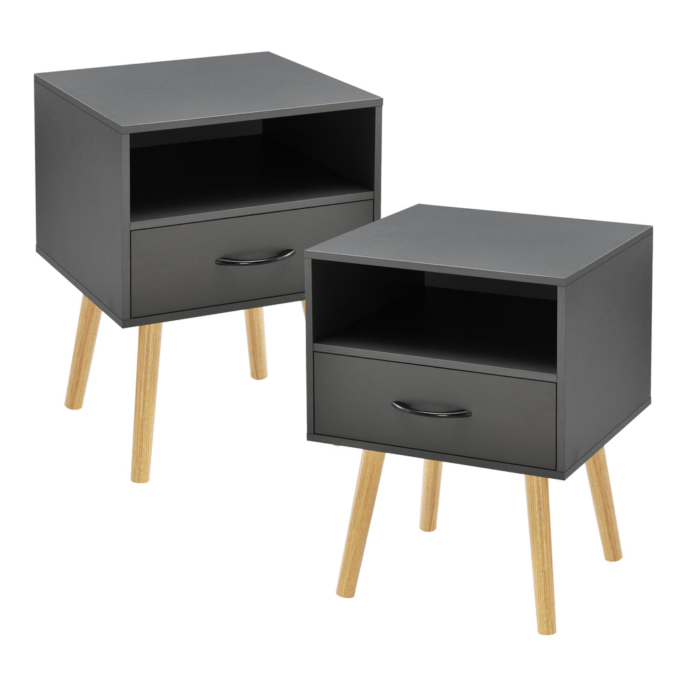 Set Gävle di 2 Comodini con Cassetto e Scomparto [en.casa]
