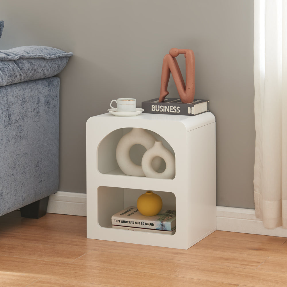 Tavolino Vågå 45x40x30 cm bianco [en.casa] - premiumXL