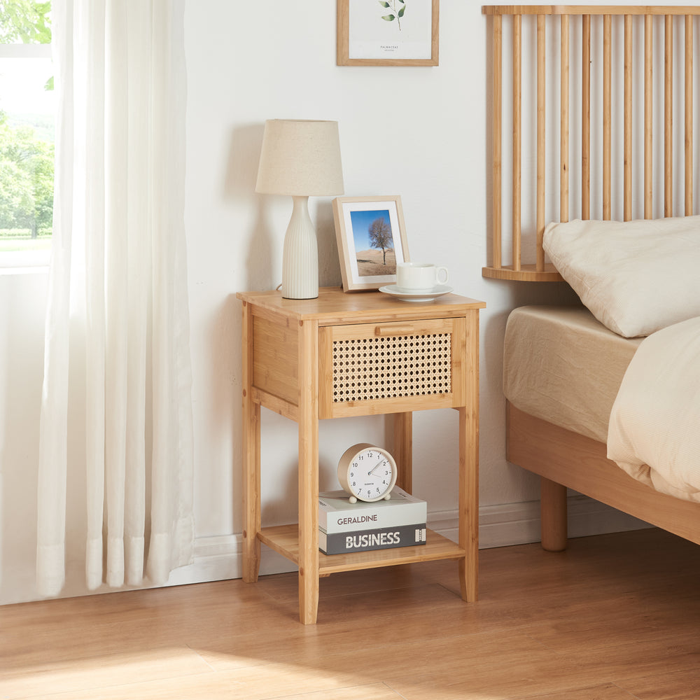 Comodino Leirfjord 60x40x35 cm bambù naturale [en.casa] - premiumXL