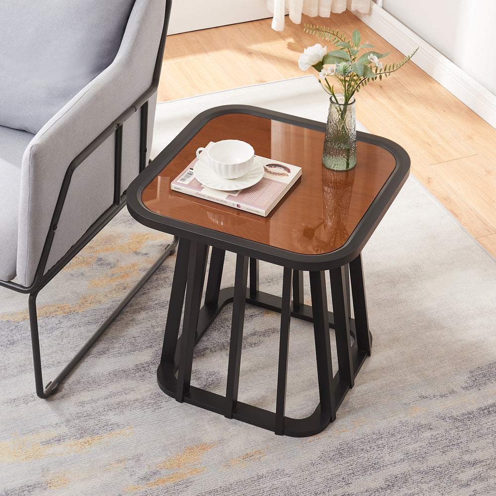 Table d’appoint Burgess 51x51x51 cm noir/noyer [en.casa] - premiumXL
