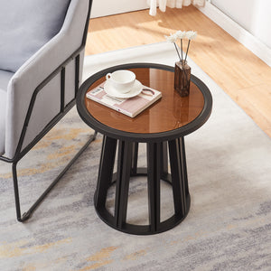 Tavolino Burgess 51xØ51 cm Nero/effetto noce [en.casa] - premiumXL