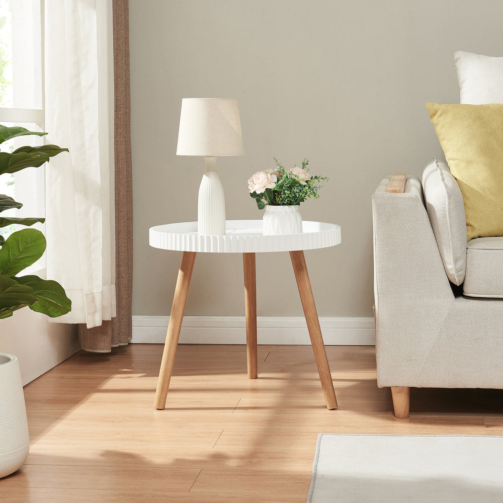 Table d’appoint Bongard Ø50x45 cm blanc [en.casa] - premiumXL