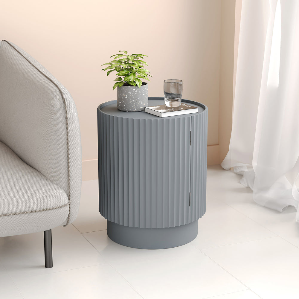 Tavolino Rotondo Rill con Anta e Scomparti Interni 49 x Ø40 cm - Vari Colori [en.casa]