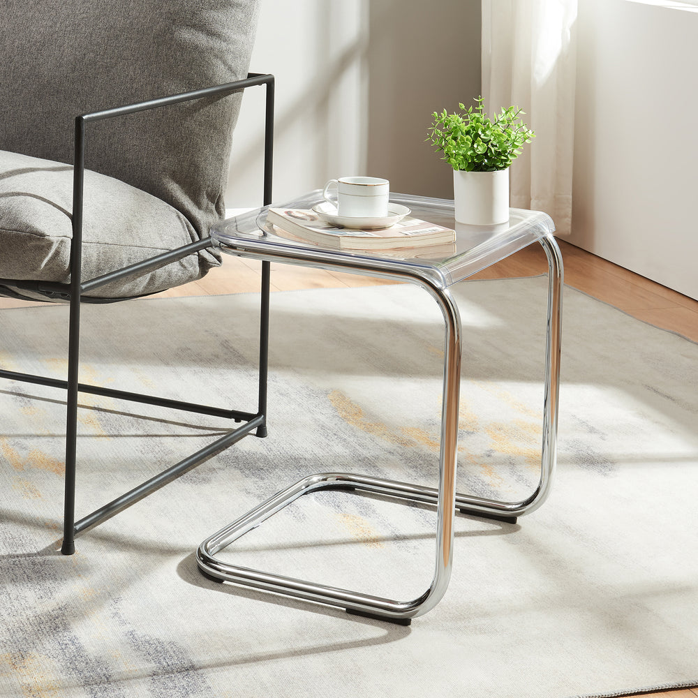 Tavolino Brosa 44x37x48 cm Trasparente [en.casa] - premiumXL
