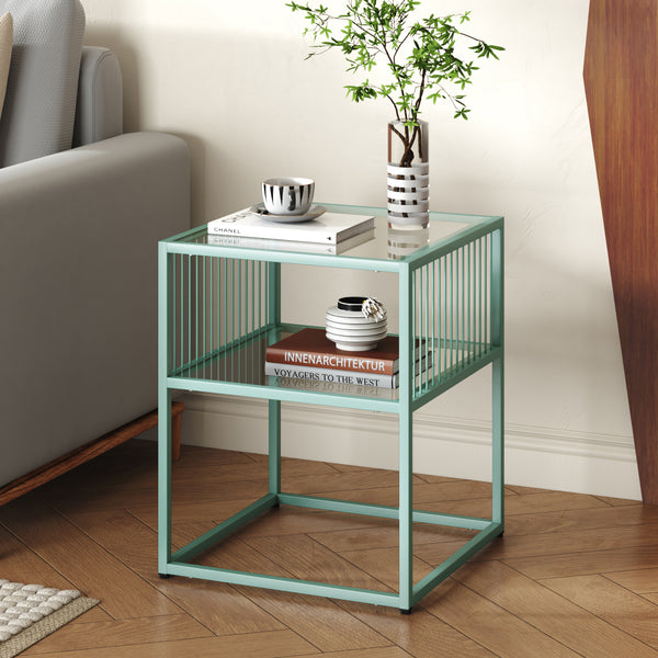 Table d’appoint Tronevn avec plateau en verre 50 x 40 x 40 cm [en.casa]
