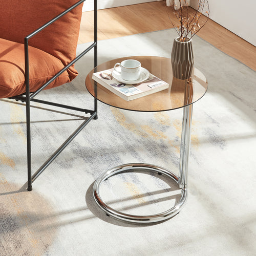 Tavolino Laterale Ylivieska con Piano Rotondo in Vetro Temperato (AxØ) 46 x 45 cm - Vari Colori [en.casa]