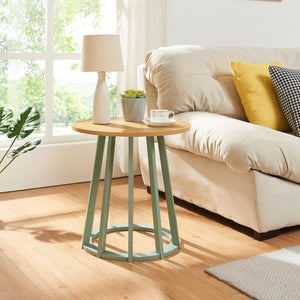 Table d’appoint Lensuu 48xØ48 cm vert pastel/chêne [en.casa] - premiumXL