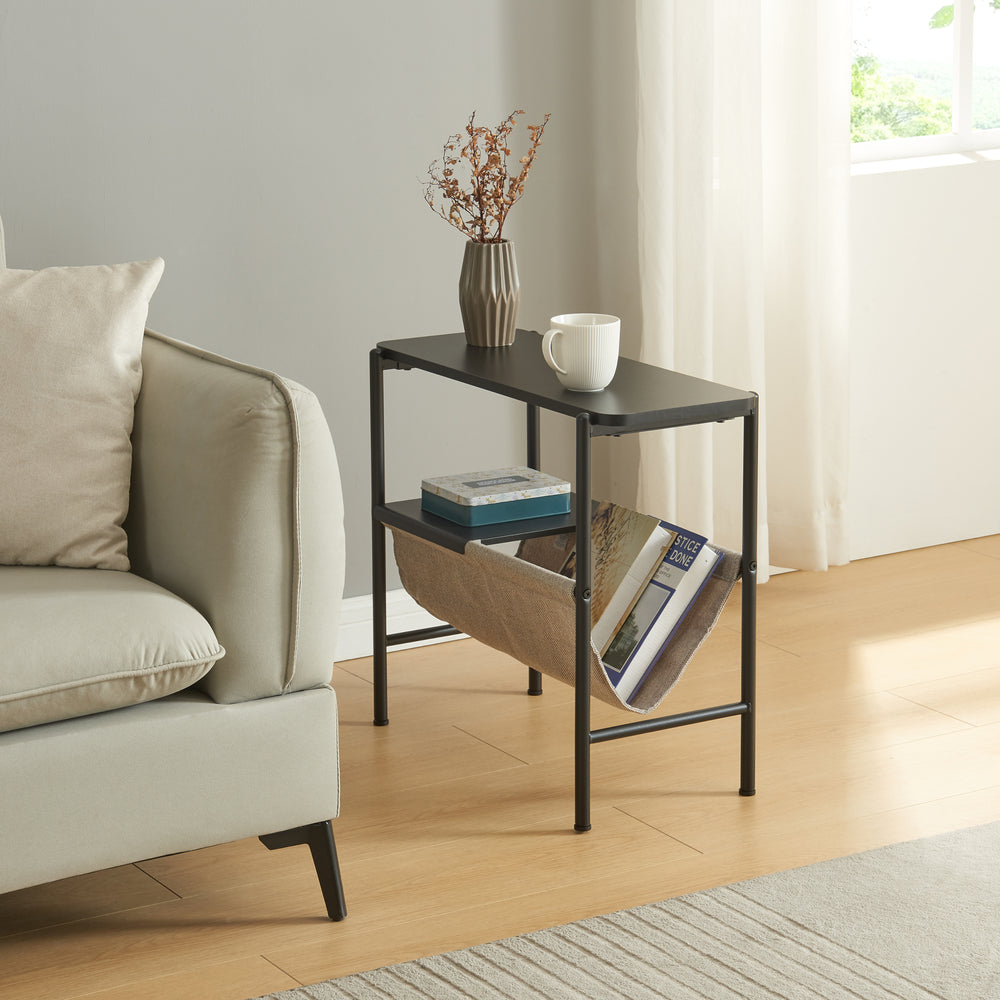 Tavolino Samnanger 60x28x53cm Nero [en.casa] - premiumXL