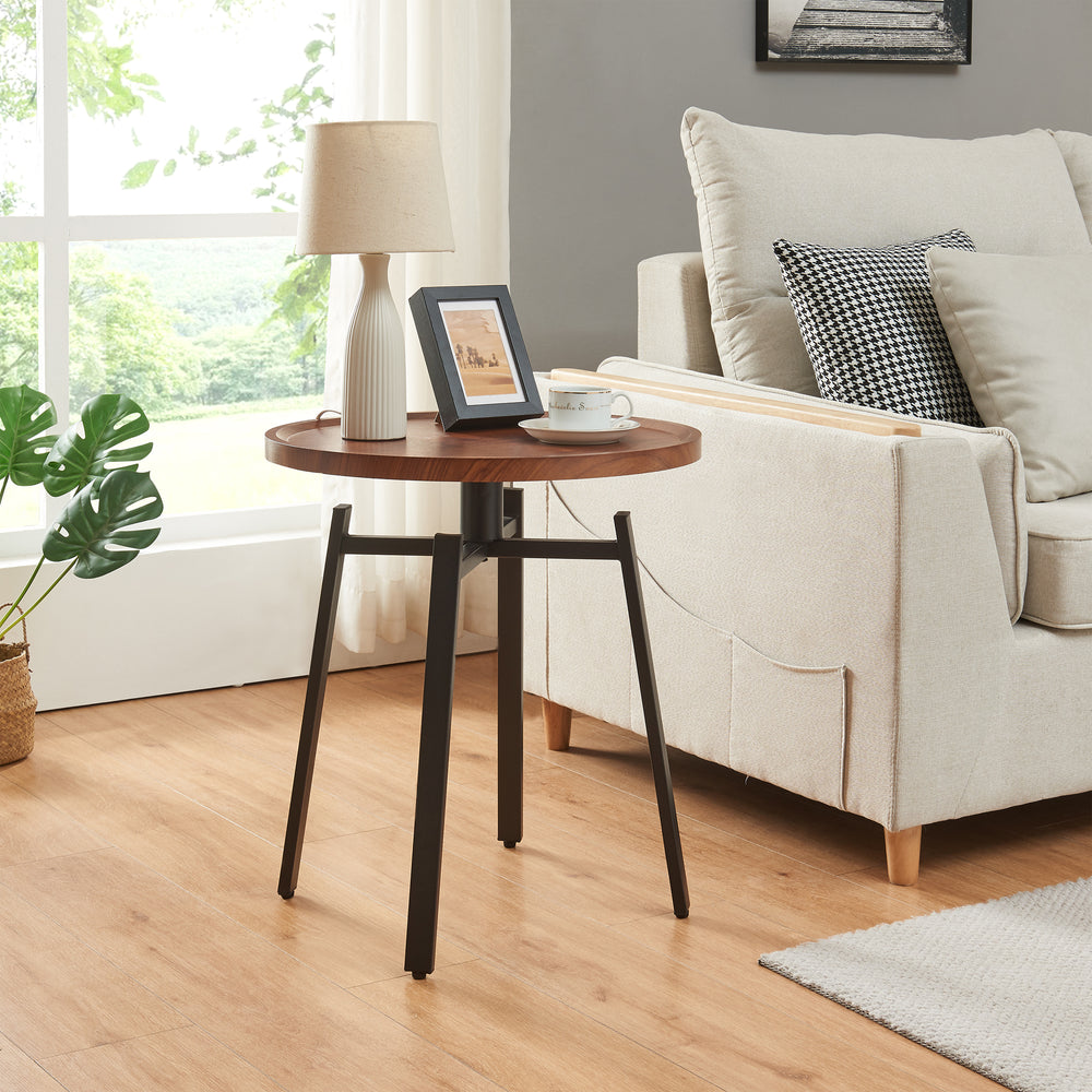 Table d’appoint Mippeena 54xØ50 cm Noir/Noyer [en.casa] - premiumXL