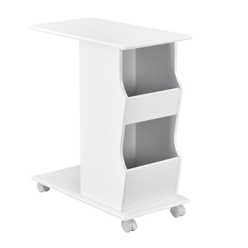 Table d’appoint Kungälv 53x30x63 cm roulettes et compartiments de rangement blanc en.casa - premiumXL
