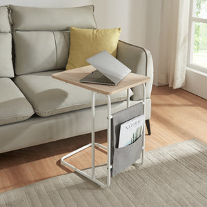 Table d’ordinateur portable Dyrøy 56x48x37cm Blanc/Chêne [en.casa] - premiumXL