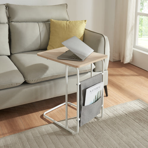 Table d’ordinateur portable Dyrøy 56x48x37cm Blanc/Chêne [en.casa] - premiumXL