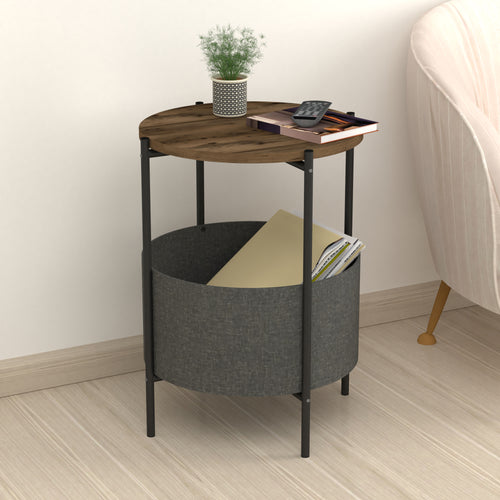 Beistelltisch Hofors 60x43cm Anthrazit / Eichenoptik, antik [en.casa]